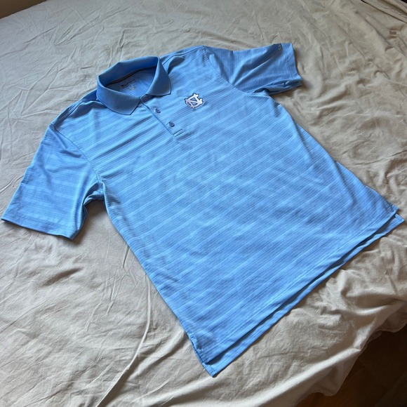 CHAMPION UNC Polo Shirt Mens Size Medium Authentic Athleticwear Tar Heels Stripe - Picture 1 of 13